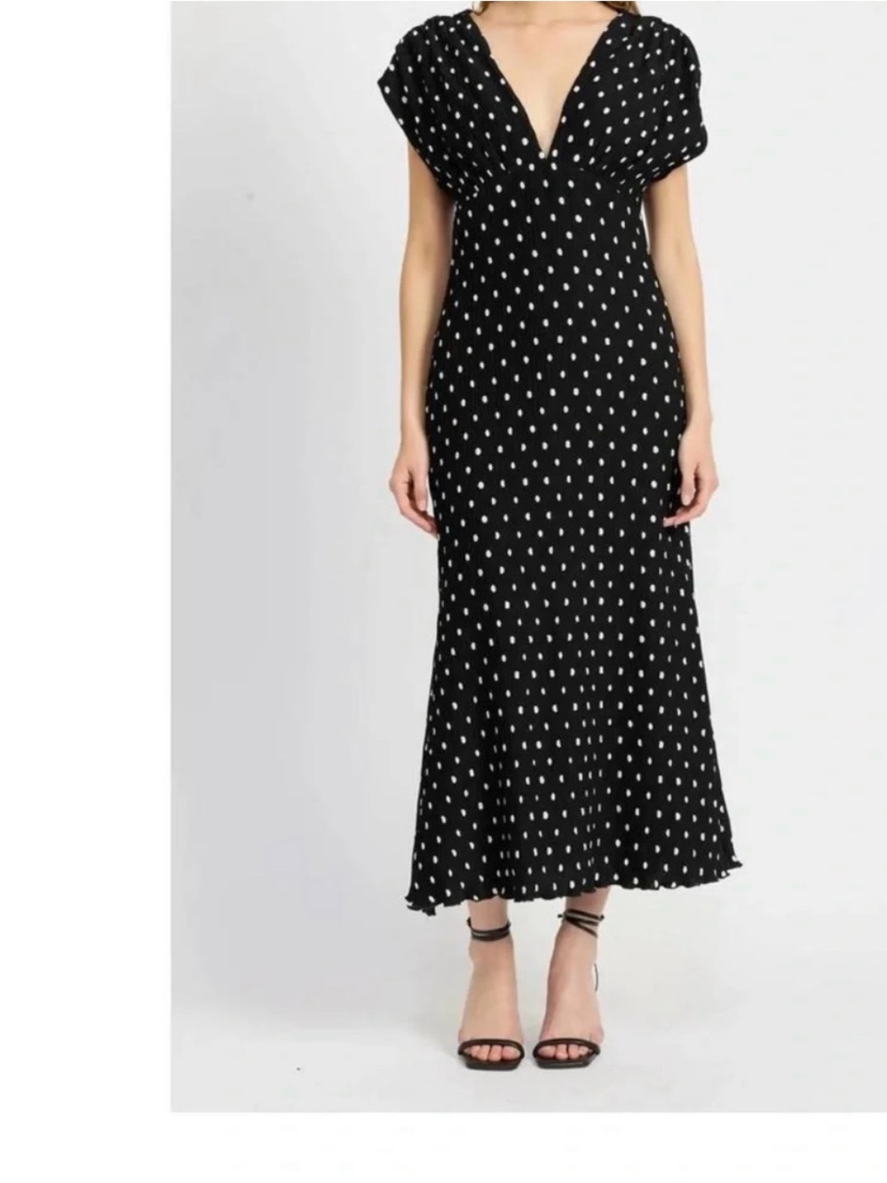 En Saison Black Maxi Dress with White Polka Dots